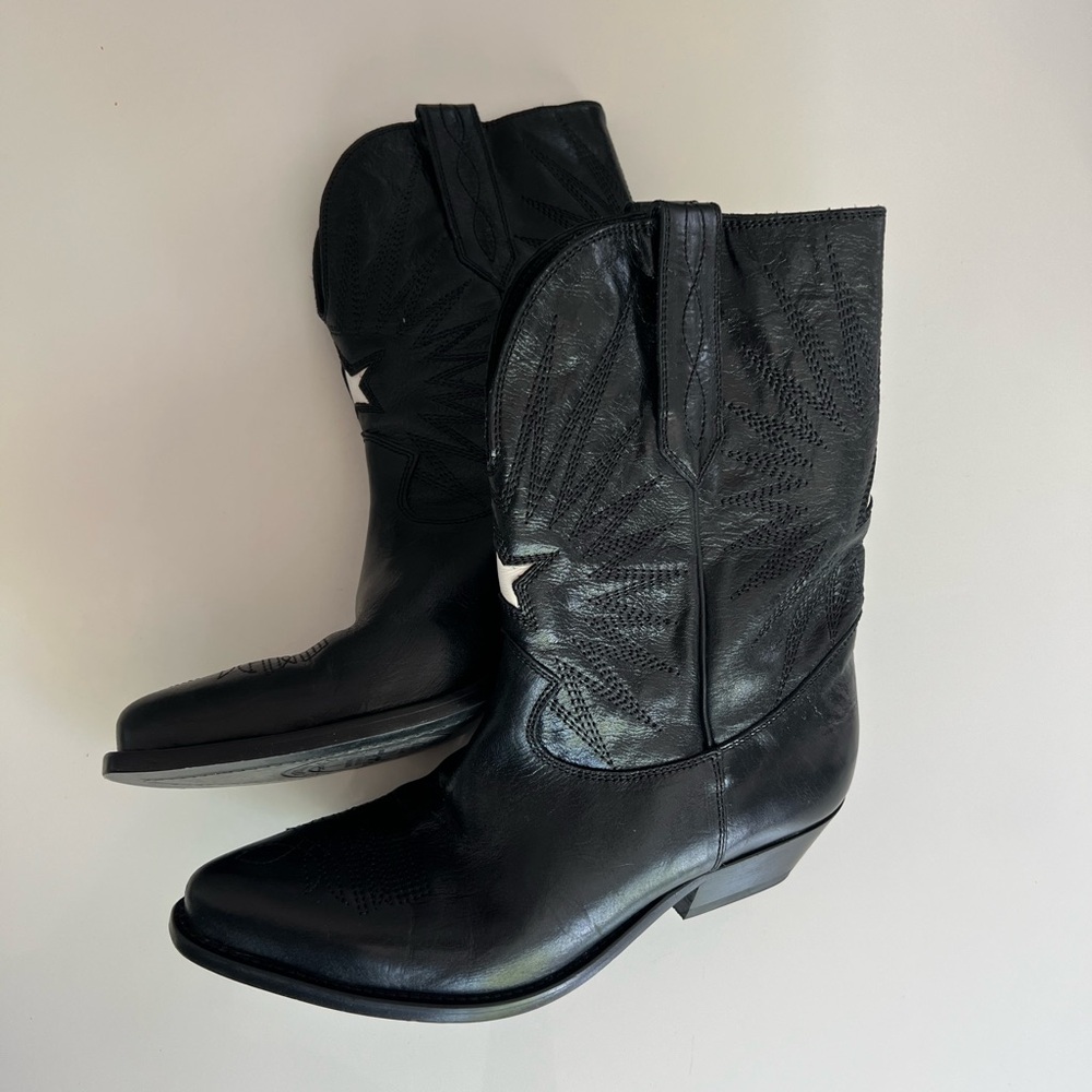 Golden Goose Wish Star Leather Cowboy Boots B&W Women’s Size 39 (US 8.5)